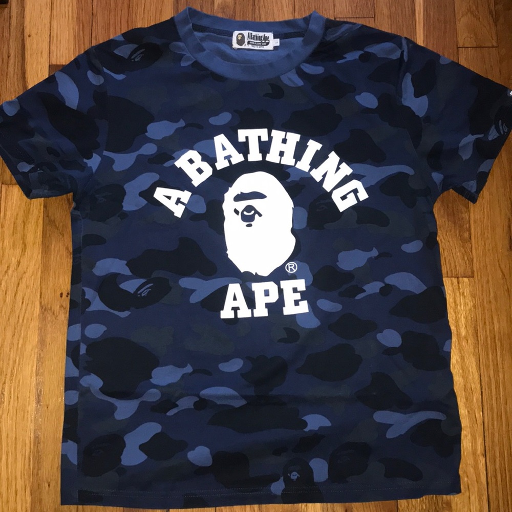 A Bathing Ape Blue Camo Tee Shirt